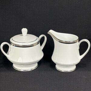 rare beautiful sugar bowl & creamer . Noritake Legendary Renwick Platinum 4320